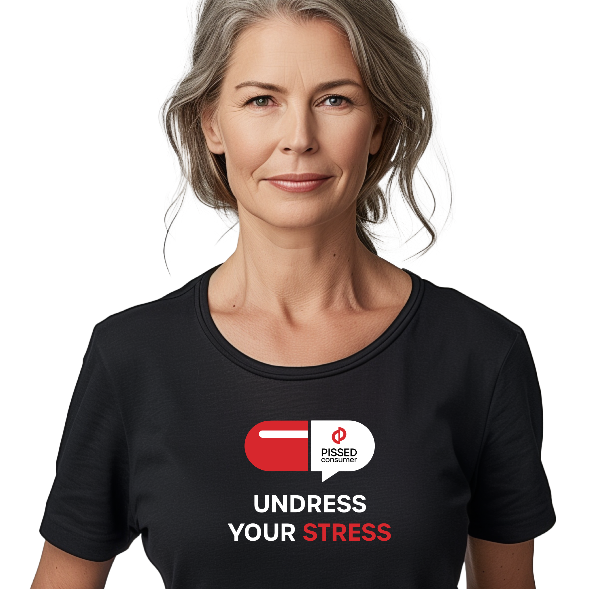 Undress Your Stress Print T-Shirt- Image 1